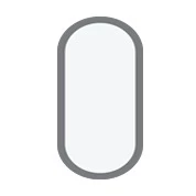 白い壁に設置されたミラーに内蔵された厚みのある楕円形のライト。